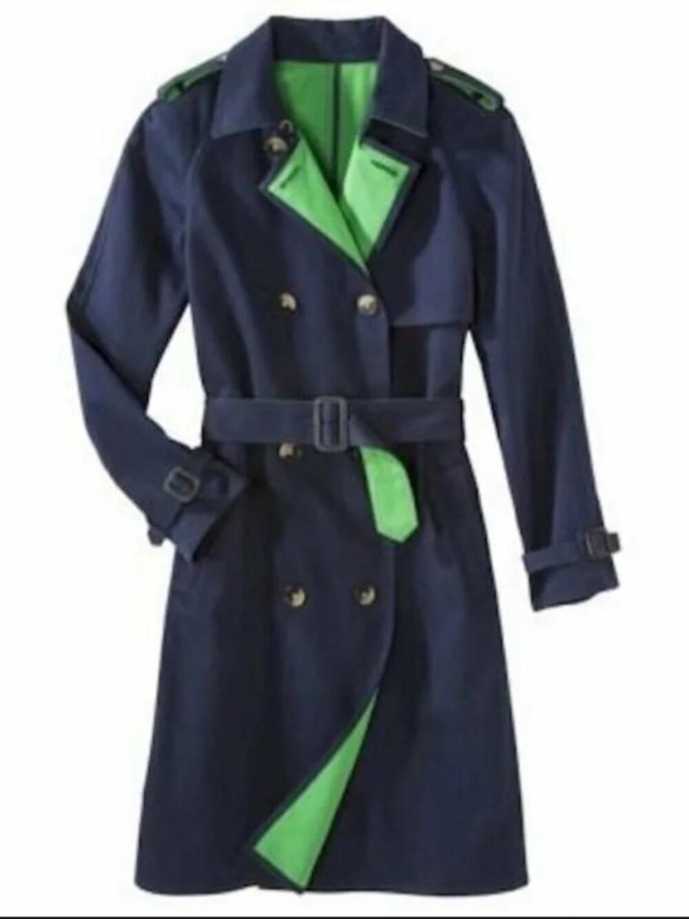 3.1 Phillip Lim for Target•NWT•XS•Navy Blue/ Kelly Green, Classic Trench Coat